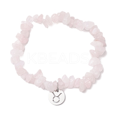 Natural Rose Quartz Stretch Bracelets BJEW-JB11147-02-1