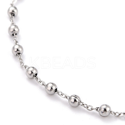 Non-Tarnish 304 Stainless Steel Rosary Bead Necklaces For Religion STAS-B021-02P-1