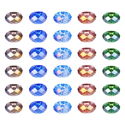 50Pcs 5 Colors Transparent Glass European Beads GPDL-TA0001-05-1