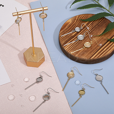 8 Pairs 4 Styles Blank Dome Glass Dangle Earrings EJEW-AB00008-1