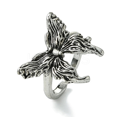 Butterfly Alloy Open Rings for Women RJEW-K275-45AS-1