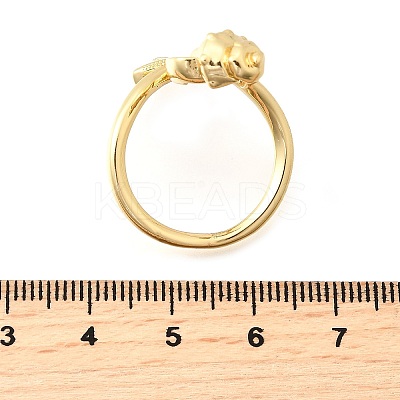 Ocean Theme Brass Micro Pave Cubic Zirconia Cuff Rings for Women RJEW-F184-17E-G-1