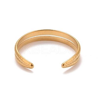 Ion Plating(IP) 304 Stainless Steel Double Line Open Cuff Ring for Women RJEW-A005-41G-1