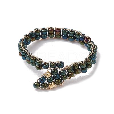 Glass Seed Bead Finger Rings RJEW-JR00875-02-1