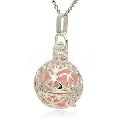Silver Color Plated Brass Hollow Round Cage Pendants LS-KK-J240-01S-1
