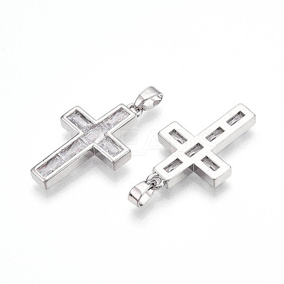Brass Micro Pave Cubic Zirconia Pendants KK-N257-32P-1