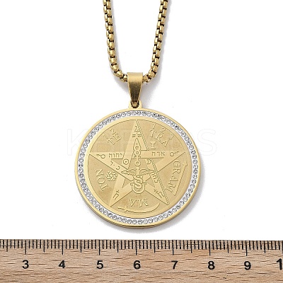 201 Stainless Steel Rhinestone Pendant Necklaces for Women LS-NJEW-U021-01G-1