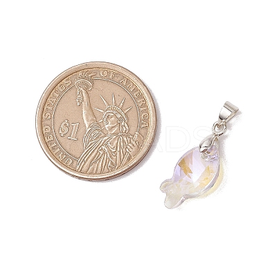 5Pcs Brass and Glass Pendants PALLOY-JF03365-1