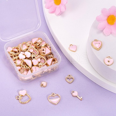 80Pcs 8 Style Light Gold Alloy Enamel Pendants ENAM-LS0001-69-1