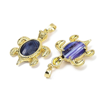 Natural Banded Agate(Dyed & Heated) & Brass Pendants KK-F887-01G-18-1