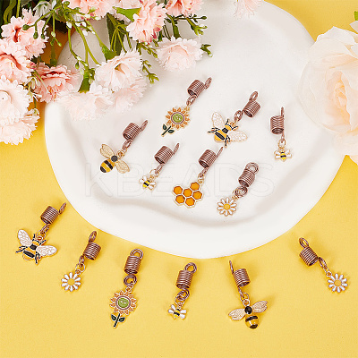 Alloy Enamel Braiding Hair Pendants Decoration Clips OHAR-AB00012-1