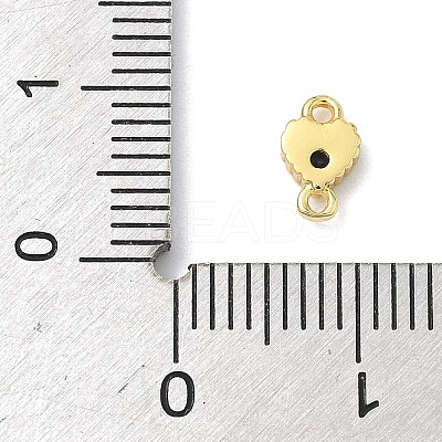 Brass Pave Cubic Zirconia Heart Connector Charms KK-G548-18G-04-1