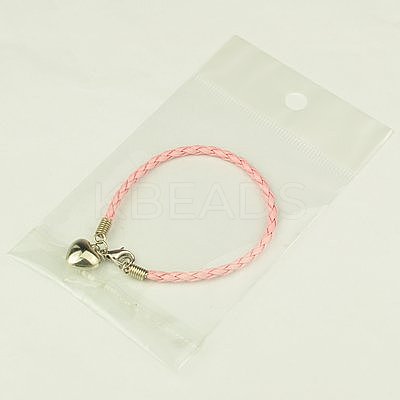 PU Leather Braided Charm Bracelets BJEW-JB00785-12-1