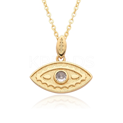Brass Micro Pave Clear Cubic Zirconia Pendants Necklaces for Women NJEW-B092-02G-1