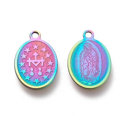Ion Plating(IP) 304 Stainless Steel Lady of Guadalupe Charms STAS-M228-Q01-M-1