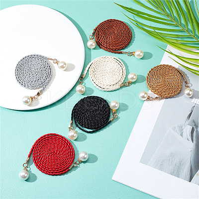 6Pcs 6 Colors Imitation Leather Braided Chain Belts with Imitation Pearl AJEW-CP0001-81-1