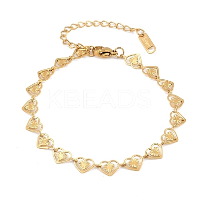 304 Stainless Steel Link Chain Bracelets for Women BJEW-P372-02B-G-1