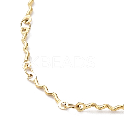 Ion Plating(IP) 304 Stainless Steel Wave Bar Link Chain Necklaces NJEW-K249-13G-1
