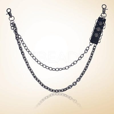 1Pc Alloy Double Layer Chain Belts for Pants AJEW-GF0011-93D-1