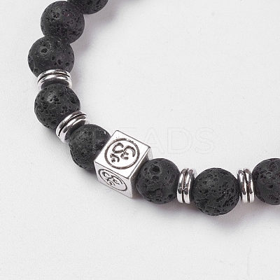 Natural Lava Rock Stretch Bracelets BJEW-JB03771-01-1