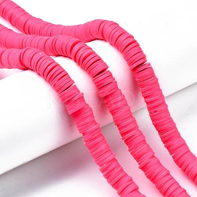 Flat Round Handmade Polymer Clay Beads CLAY-R067-10mm-25-1