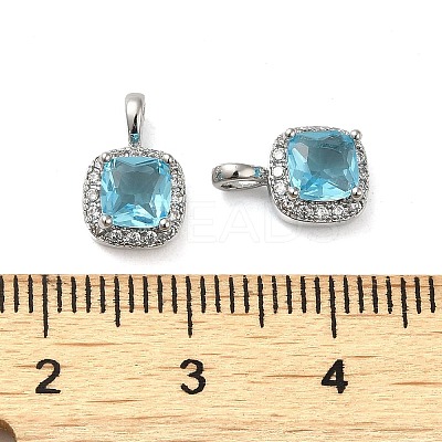 Brass Micro Pave Cubic Zirconia and Glass Pendants KK-H455-19P-1