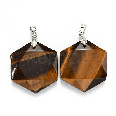 Natural Tiger Eye Pendants G-E487-95J-1