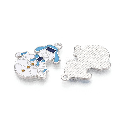 Christmas Rack Plating Alloy Enamel Snowman Pendants ENAM-T024-77A-P-1