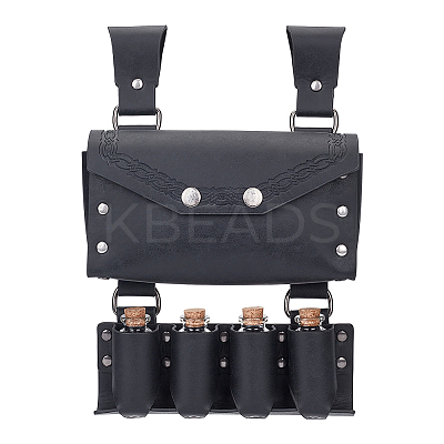PU Imitation Leather Waist Belt Bag with 4 Cork Glass Bottles AJEW-WH0678-31A-1