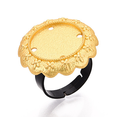 Adjustable Flower Alloy & Iron Bezel Cup Ring Base with Rotatable Tray MAK-T012-06G-1
