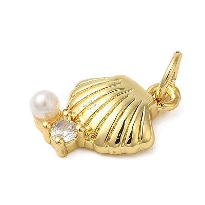 Rack Plating Brass Micro Pave Cubic Zirconia Charms KK-P279-15G-1
