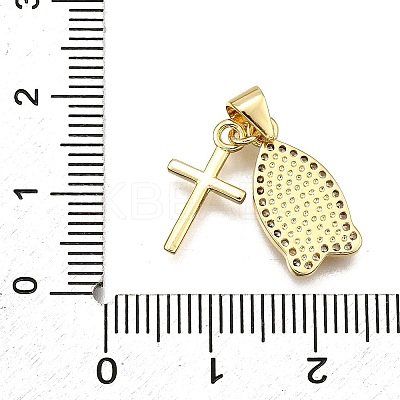 Rack Plating Brass Micro Pave Cubic Zirconia Pendants KK-D343-13G-1