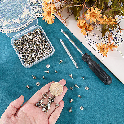 100 Bags Alloy Spiked Cone Rivets for Bag Decoration FIND-CL0002-06P-1