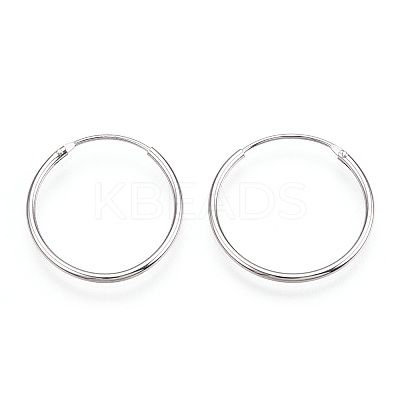 Anti-Tarnish Rhodium Plated 925 Sterling Silver Earring Hoop X-STER-T007-113P-1