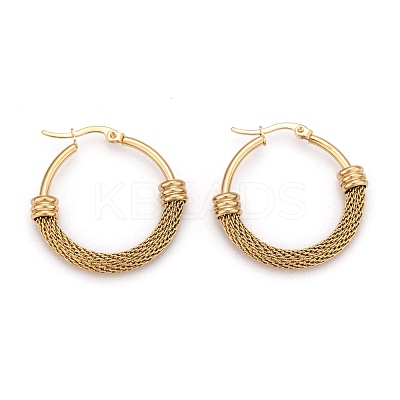 304 Stainless Steel Mesh Hoop Earrings EJEW-O096-09B-G-1