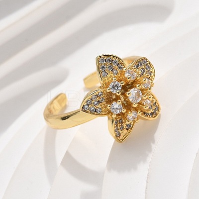 Brass Micro Pave Clear Cubic Zirconia Finger Rings RJEW-C120-29A-G-1