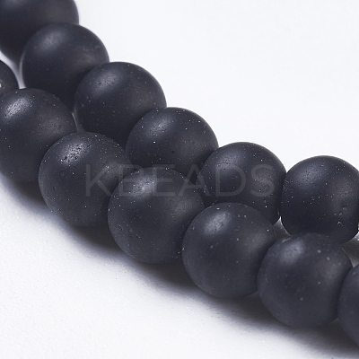 Synthetic Black Stone Bead Strands G-R345-4mm-38-1-1