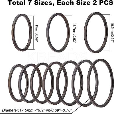 14Pcs 7 Size Polished Plain Dome Finger Ring for Girl Women RJEW-UN0001-06-1