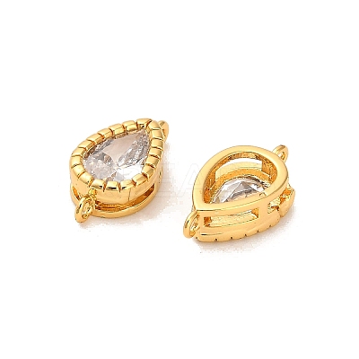 Brass Pave Clear Cubic Zirconia Teardrop Connector Charms KK-H515-03B-G-1