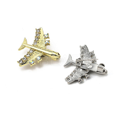 12Pcs 2 Colors Airplane Alloy Rhinestone Bowknot Brooches for Backpack Clothes JEWB-A033-20-1