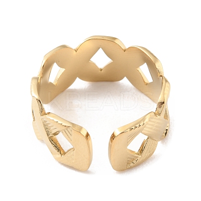304 Stainless Steel Hollow Infinity Open Cuff Rings RJEW-D002-41G-1