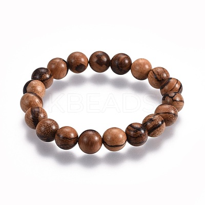 Couples Wood Beads Stretch Bracelets BJEW-JB04121-1