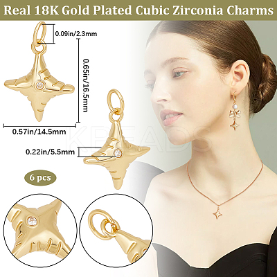 6Pcs Rack Plating Brass Pendants KK-BBC0012-56-1