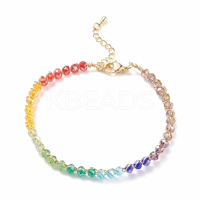 Glass Braided Anklet AJEW-AN00493-1