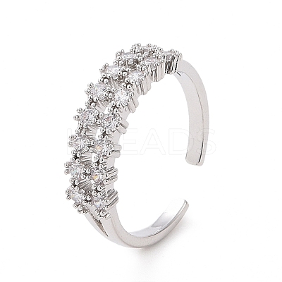 Clear Cubic Zirconia Open Cuff Ring RJEW-E072-10P-1