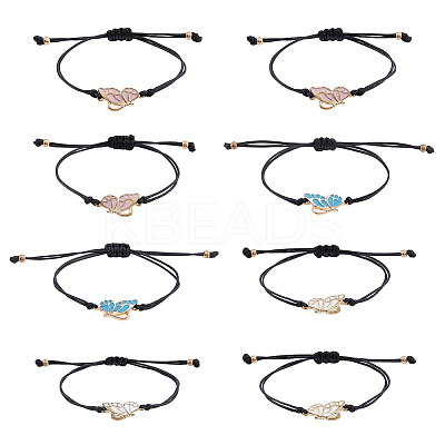 3 sets 3 colors Butterfly Alloy Enamel Link Bracelets Set BJEW-FI0001-09-1