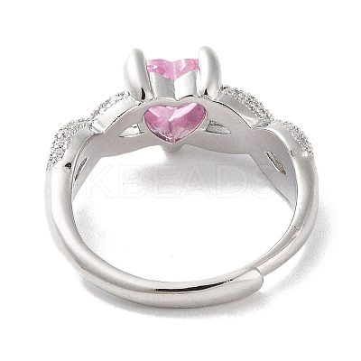 Rack Plating Brass Micro Pave Cubic Zirconia Adjustable Rings RJEW-D025-14P-02-1
