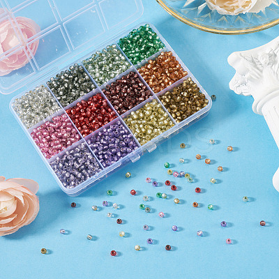 180G 12 Colors Silver Lined Glass Seed Beads SEED-TA0001-73-1
