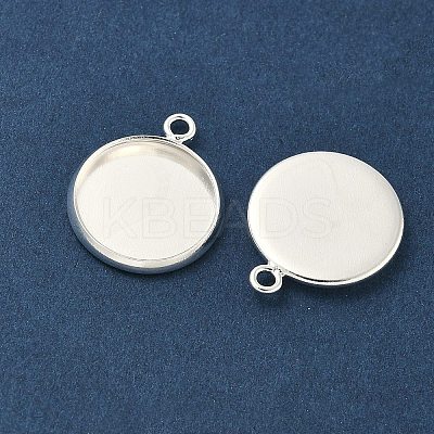 Flat Round Brass Pendant Cabochon Settings KK-K414-14E-S-1