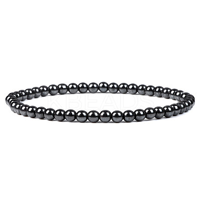 4mm Round Synthetic Hematite Beads Bracelet for Men KG3069-32-1